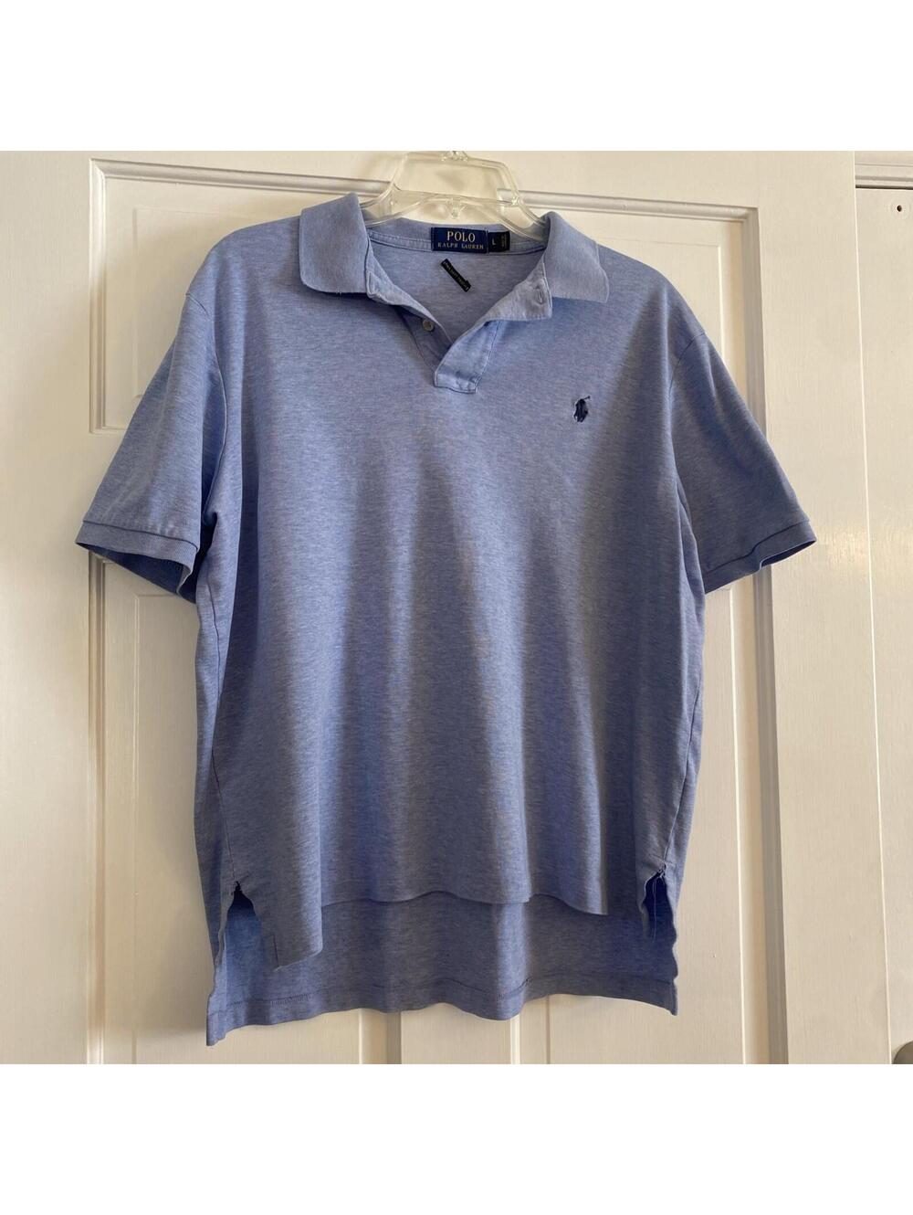 Polo Ralph Lauren Shirt Mens Large Blue Pima  Soft Touch Cotton Embroidered Pony